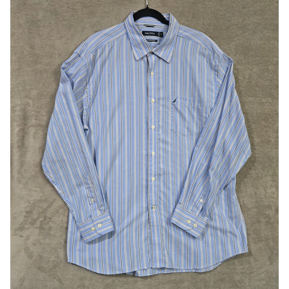 Nautica Button Down Shirt Mens XL Wrinkle Resistant Hamptons Office Coastal